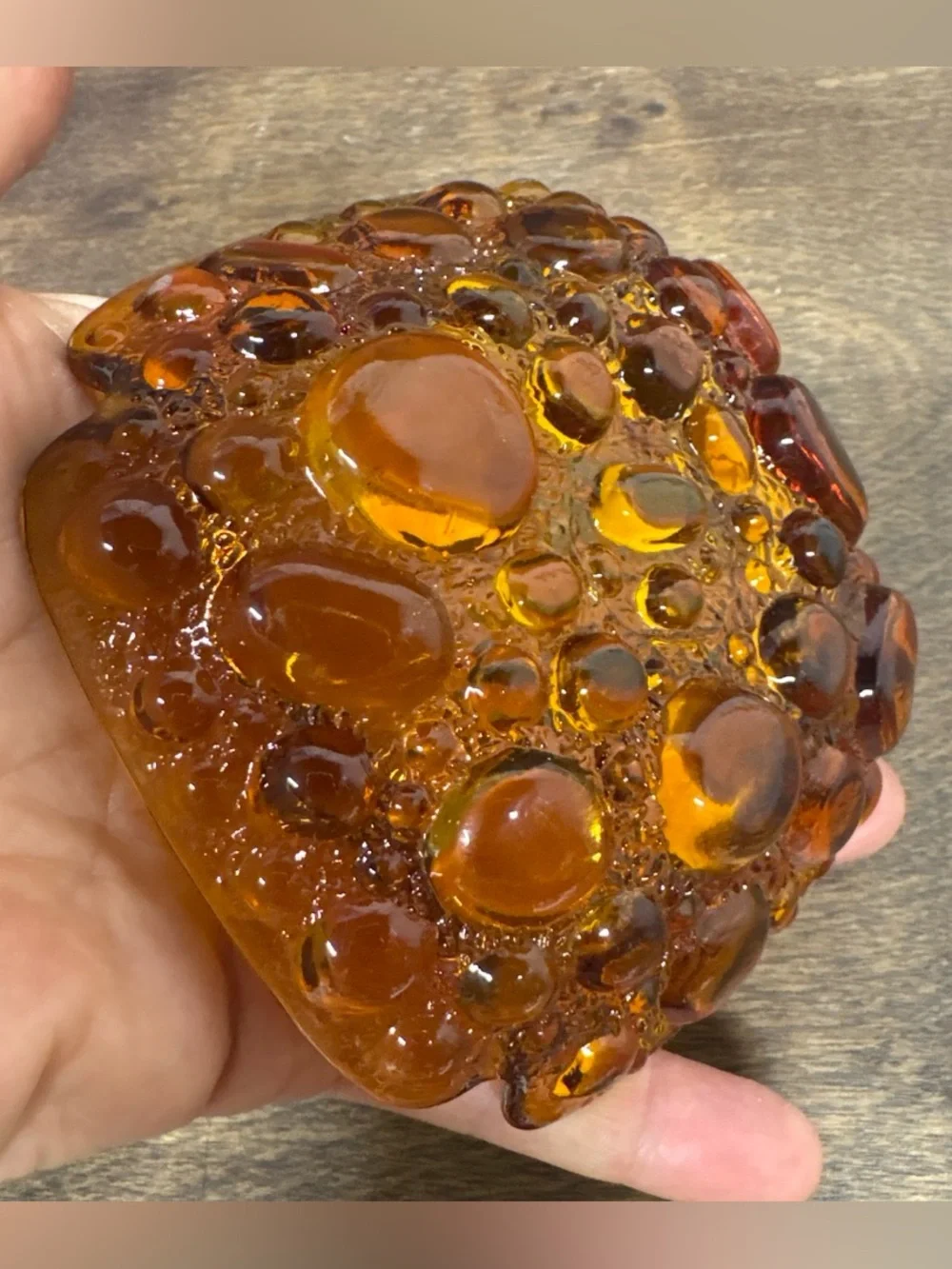 Amber Bubble Glass Ashtray  - Home Accents